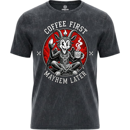 COFFEE AND MAYHEM  - Acid Wash T-Shirt
