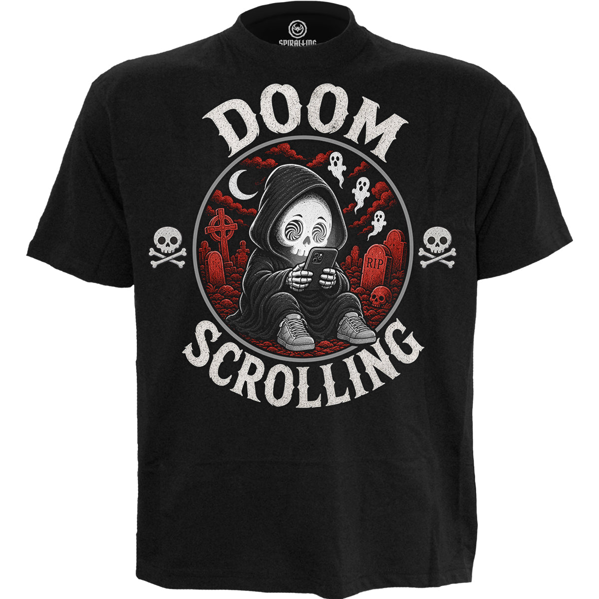 DOOM SCROLLING  - Front Print T-Shirt Black