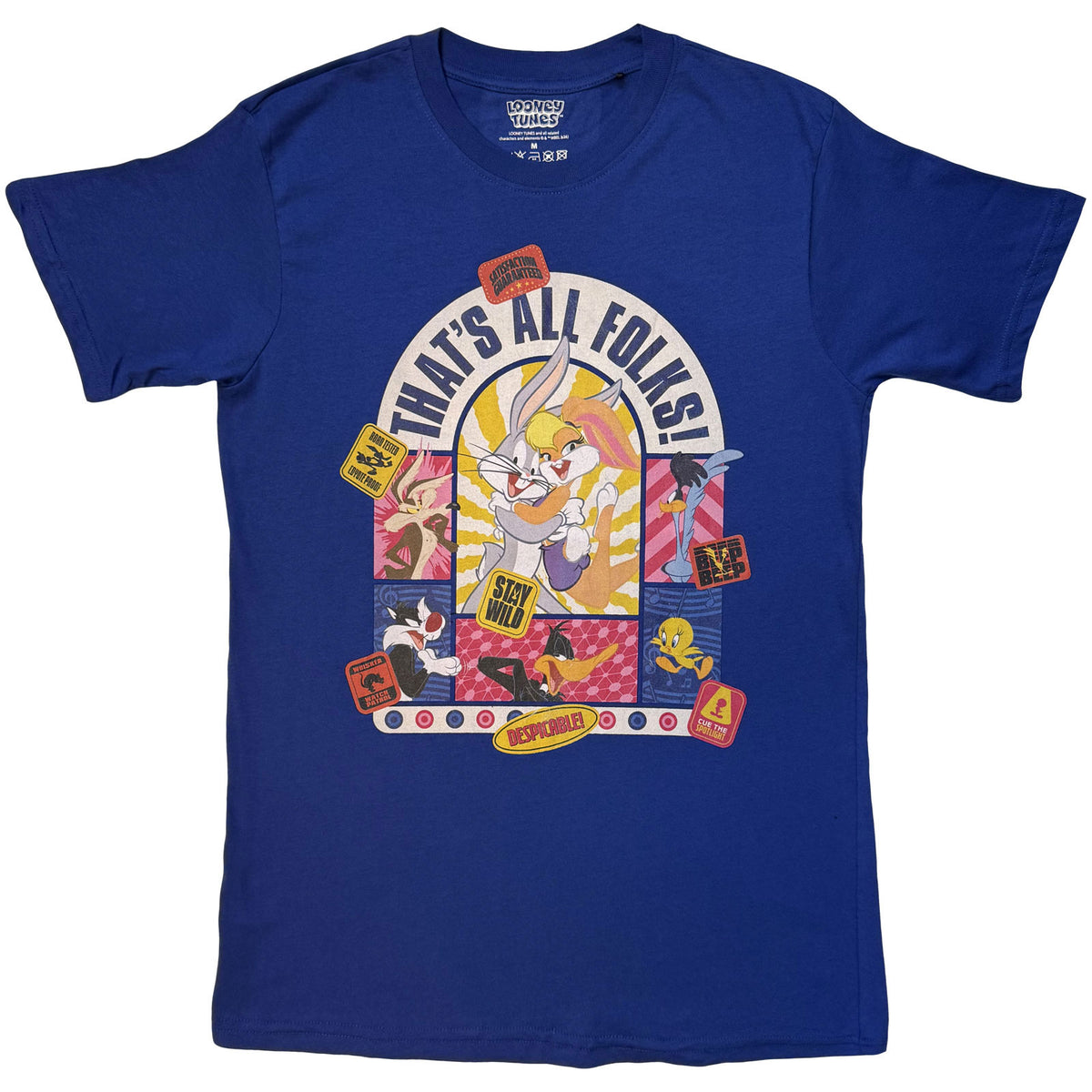 LOONEY TUNES - THAT'S ALL FOLKS CARTOON STAMPS - T-Shirt Blue