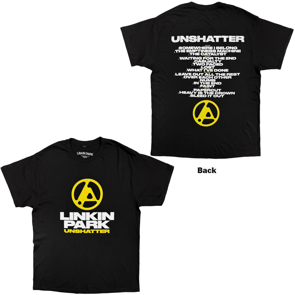 LINKIN PARK - UNSHATTER TRACKLIST - T-Shirt Black