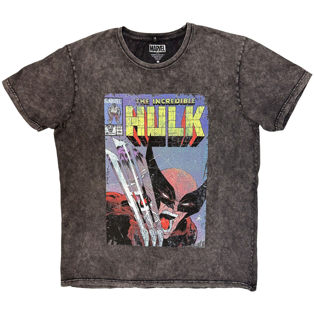 MARVEL COMICS - INCREDIBLE HULK WOLVERINE - Stone Wash T-Shirt Grey