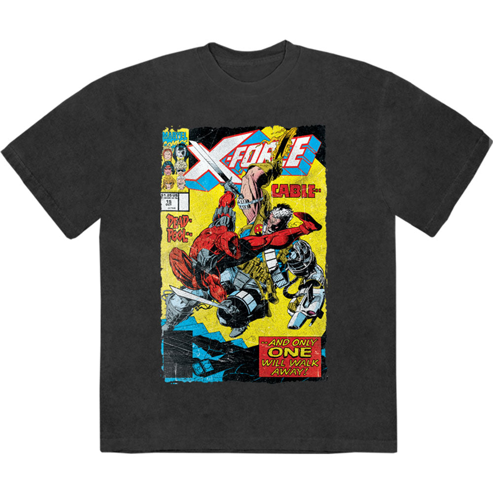 MARVEL COMICS - X-FORCE CABLE & DEADPOOL - Stone Wash T-Shirt Black