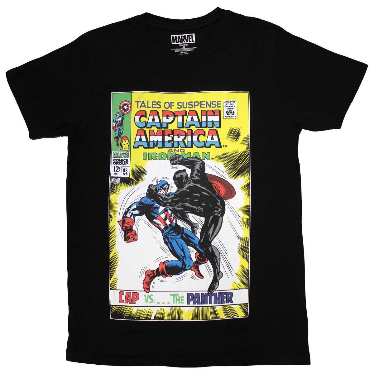 MARVEL COMICS - CAP VS THE PANTHER COMIC COVER - T-Shirt Black