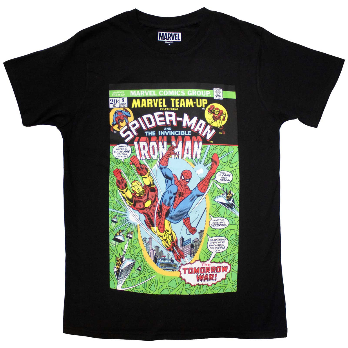 MARVEL COMICS - SPIDERMAN & IRON MAN COMIC COVER - T-Shirt Black