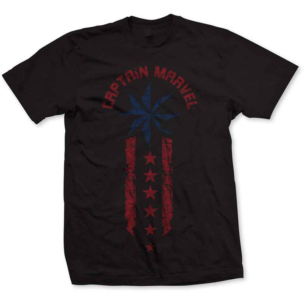 MARVEL COMICS - CAPTAIN MARVEL STAR STRIPE - T-Shirt Black