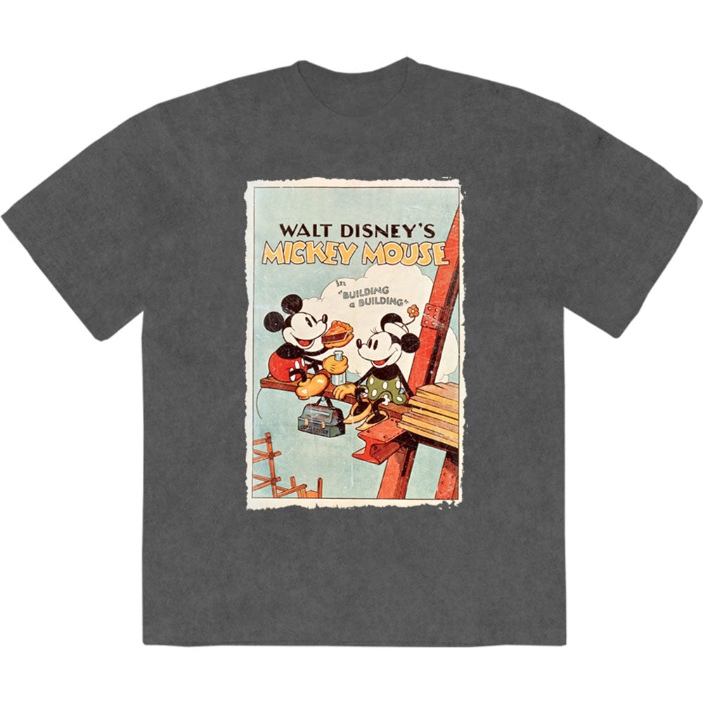 DISNEY - MICKEY BUILDING A BUILDING - Stone Wash T-Shirt Grey