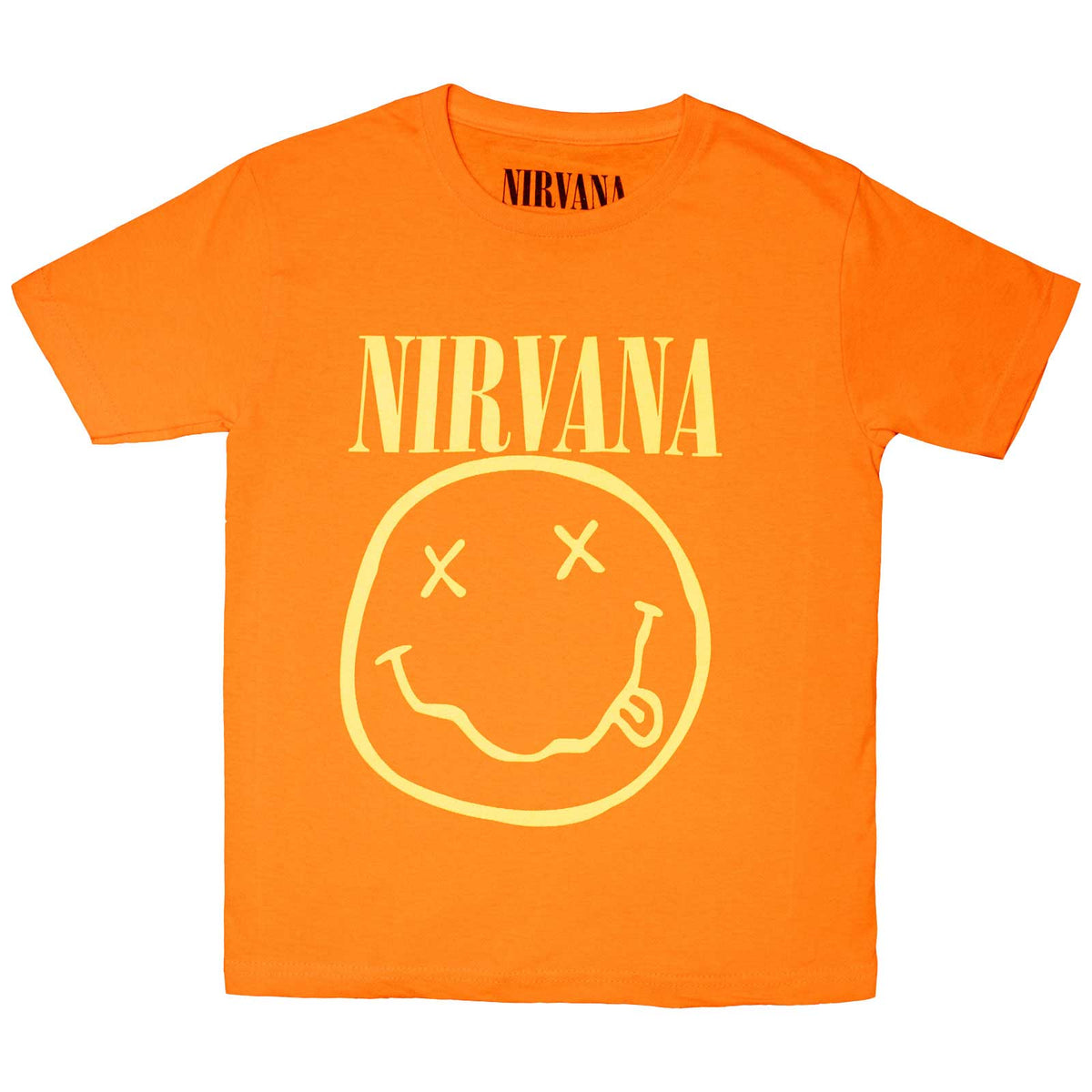 NIRVANA - WHITE HAPPY FACE - Kids T-Shirt Orange