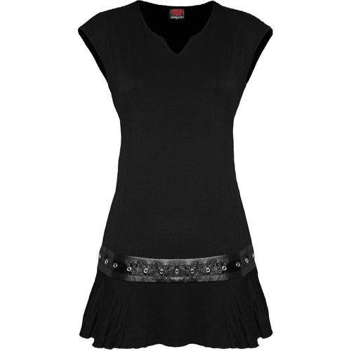 black stud dress Spiral - Gothic Rock - Waist Mini Size:42/ S neckline adds a contemporary The Isabella KK