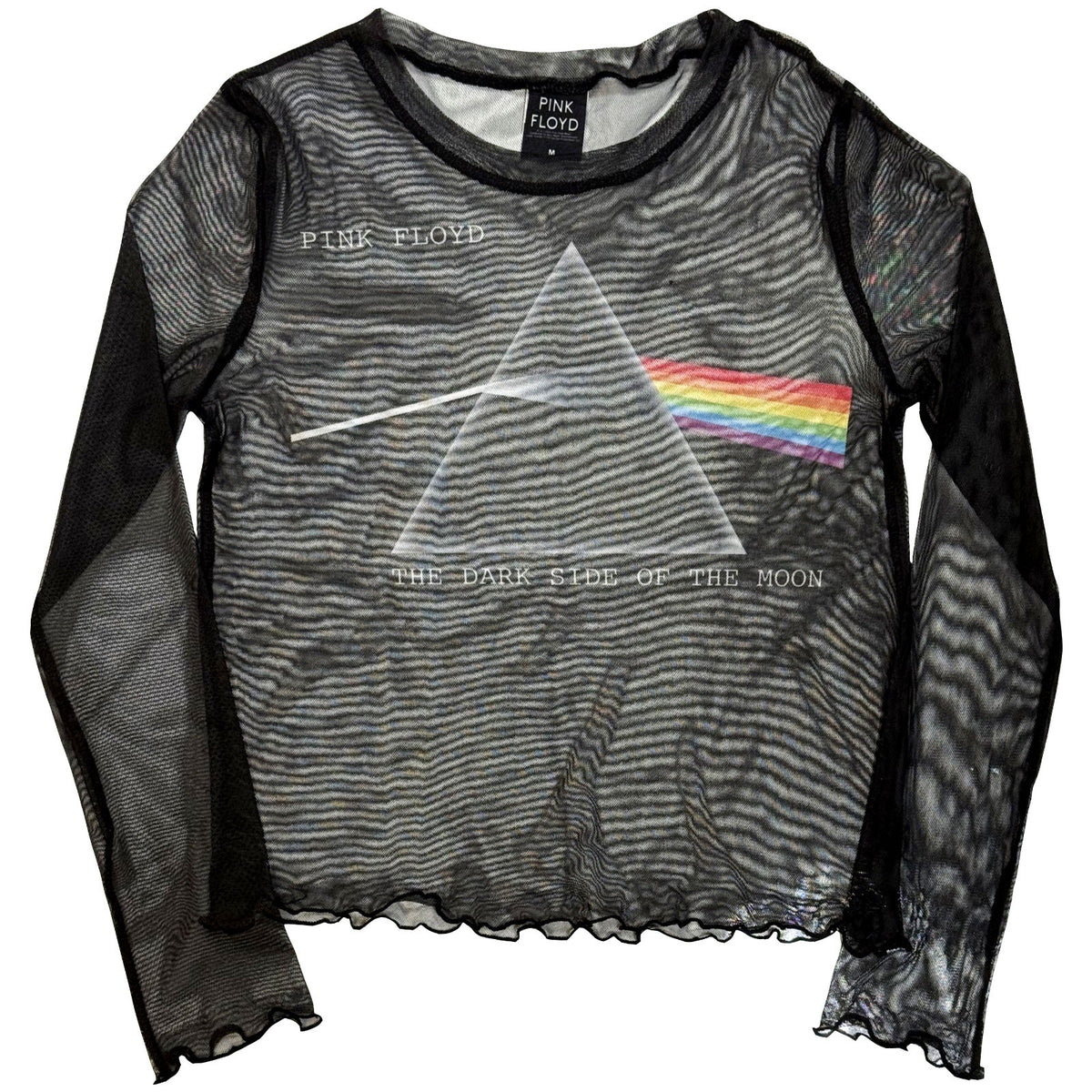 PINK FLOYD - DSOTM COURIER - Ladies Long Sleeve Crop Top Black