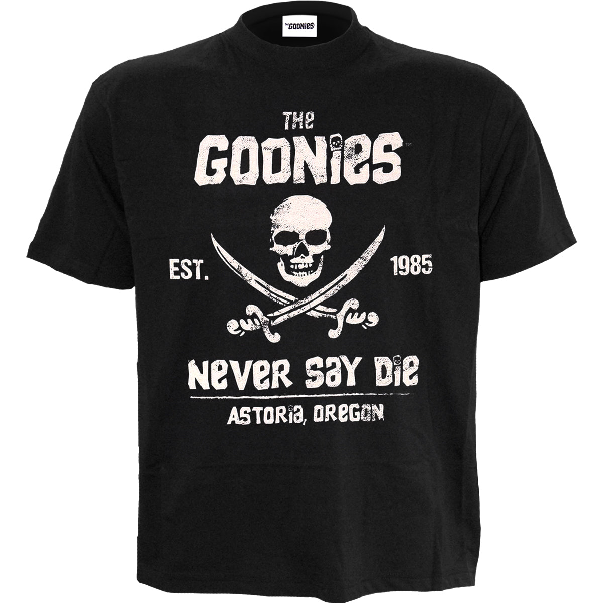 THE GOONIES - NEVER SAY DIE - Front Print T-Shirt Black