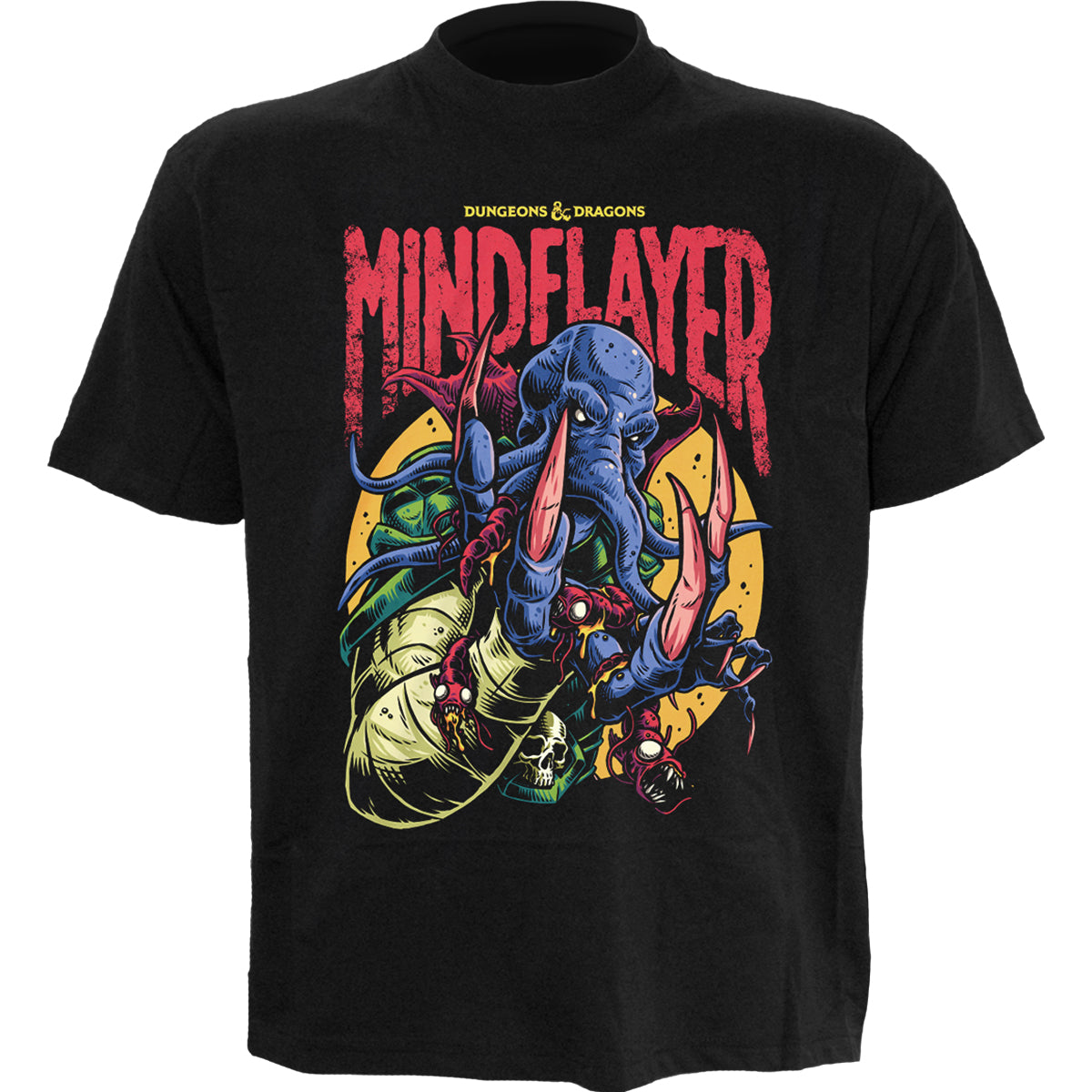DUNGEONS AND DRAGONS - MINDFLAYER COLOUR POP - Front Print T-Shirt Black