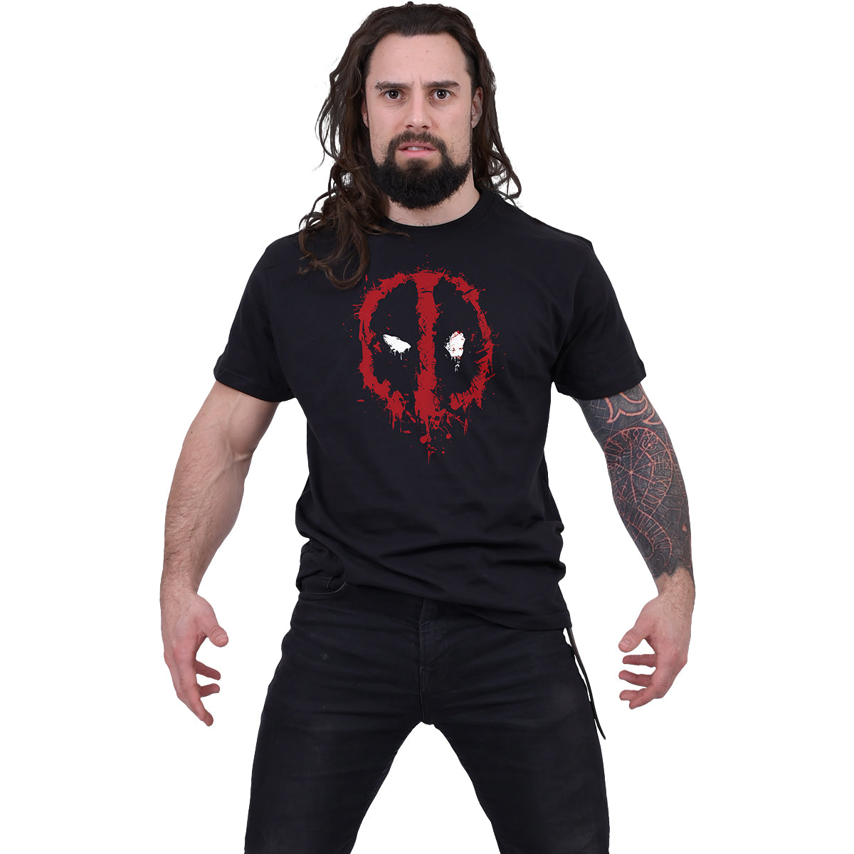 MARVEL DEADPOOL - SPLAT - Front Print T-Shirt Black