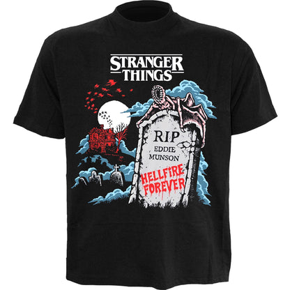 STRANGER THINGS - RIP EDDIE - Front Print T-Shirt Black