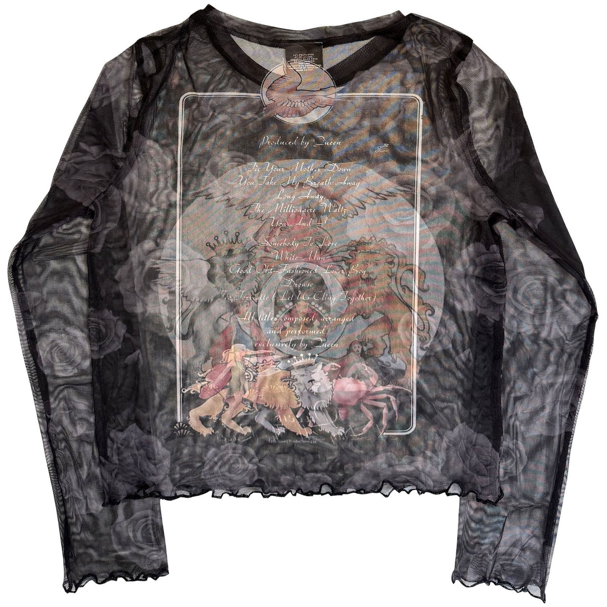 QUEEN - A DAY AT THE RACES - Ladies Long Sleeve Crop Top Black