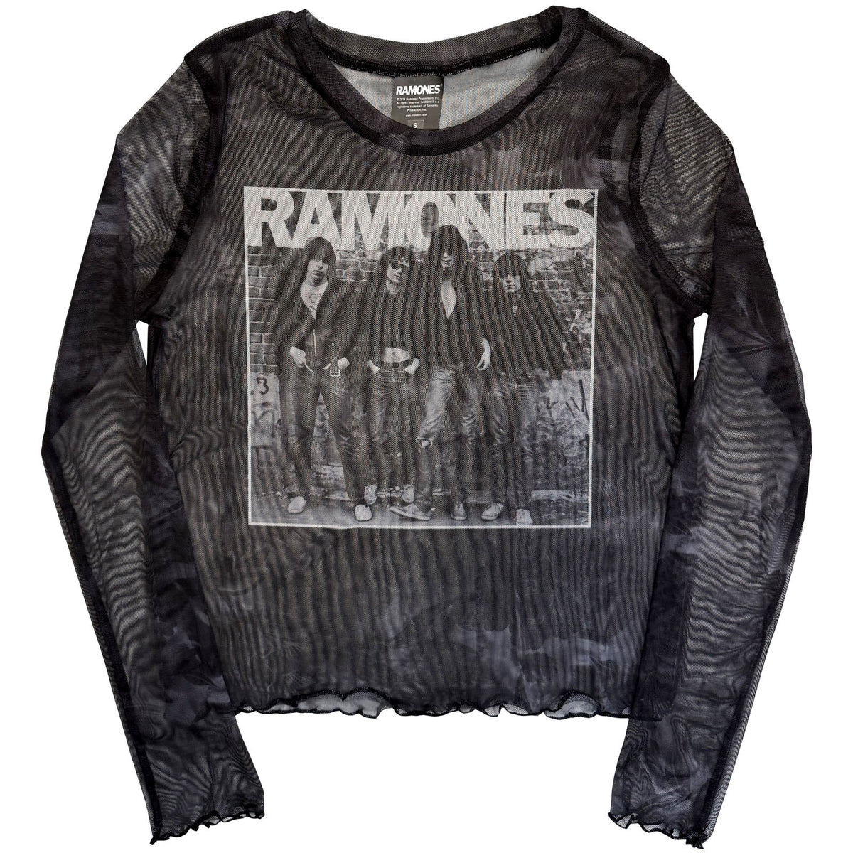 RAMONES - 1ST ALBUM - Ladies Long Sleeve Crop Top Black
