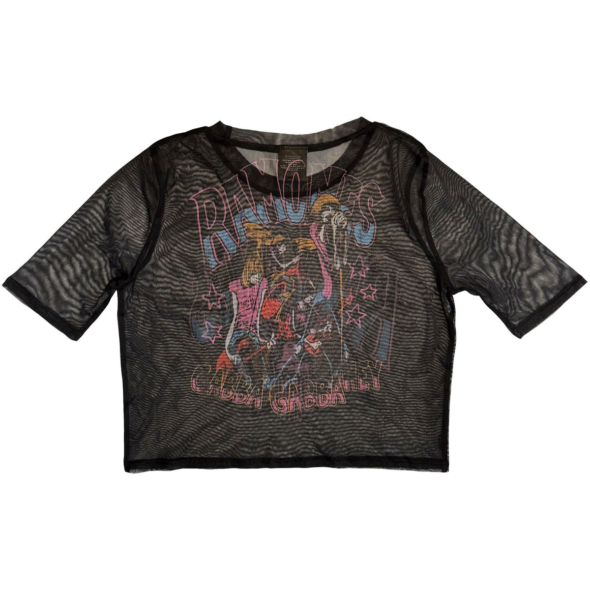 RAMONES - GRAFFITI ILLUSTRATION - Ladies Crop Top Black