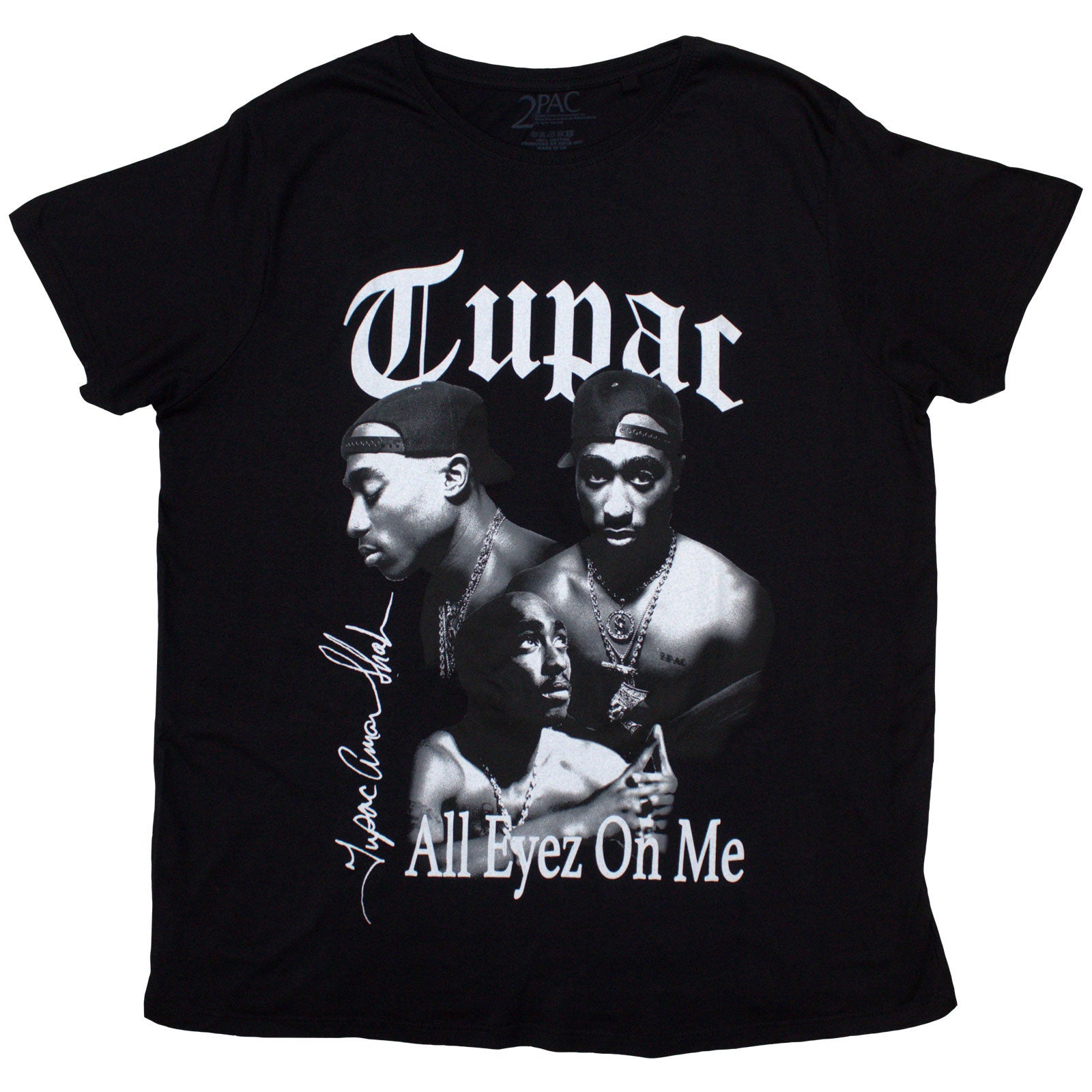 TUPAC - ALL EYEZ B&W - T-Shirt Black