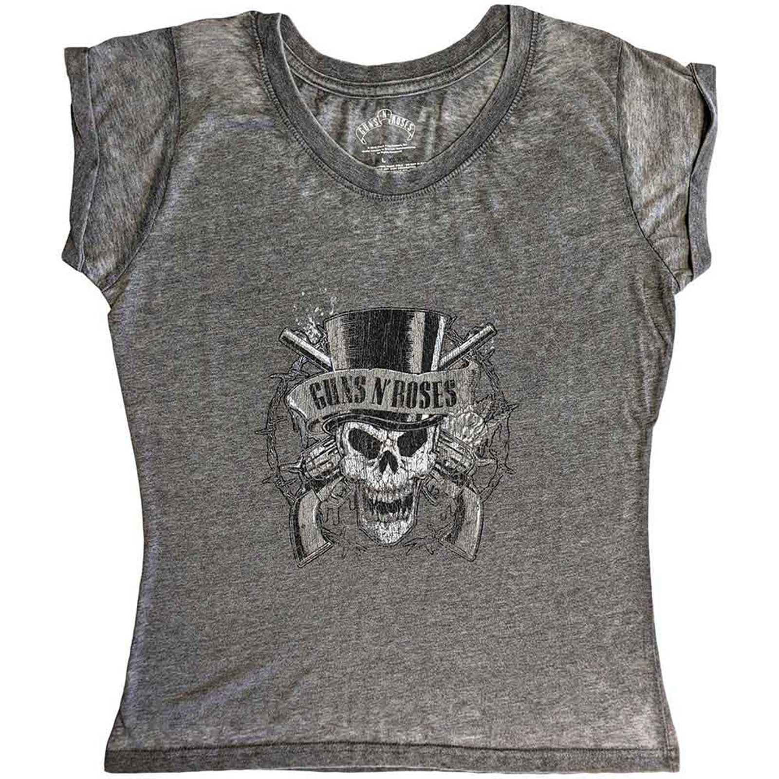GUNS N ROSES - FADED SKULL - Burnout T-Shirt Grey