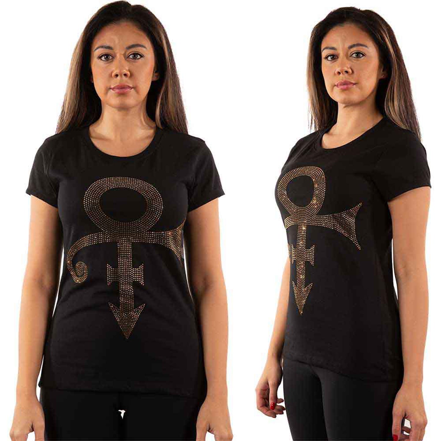 PRINCE - GOLD SYMBOL - T-Shirt Black (Embellished)