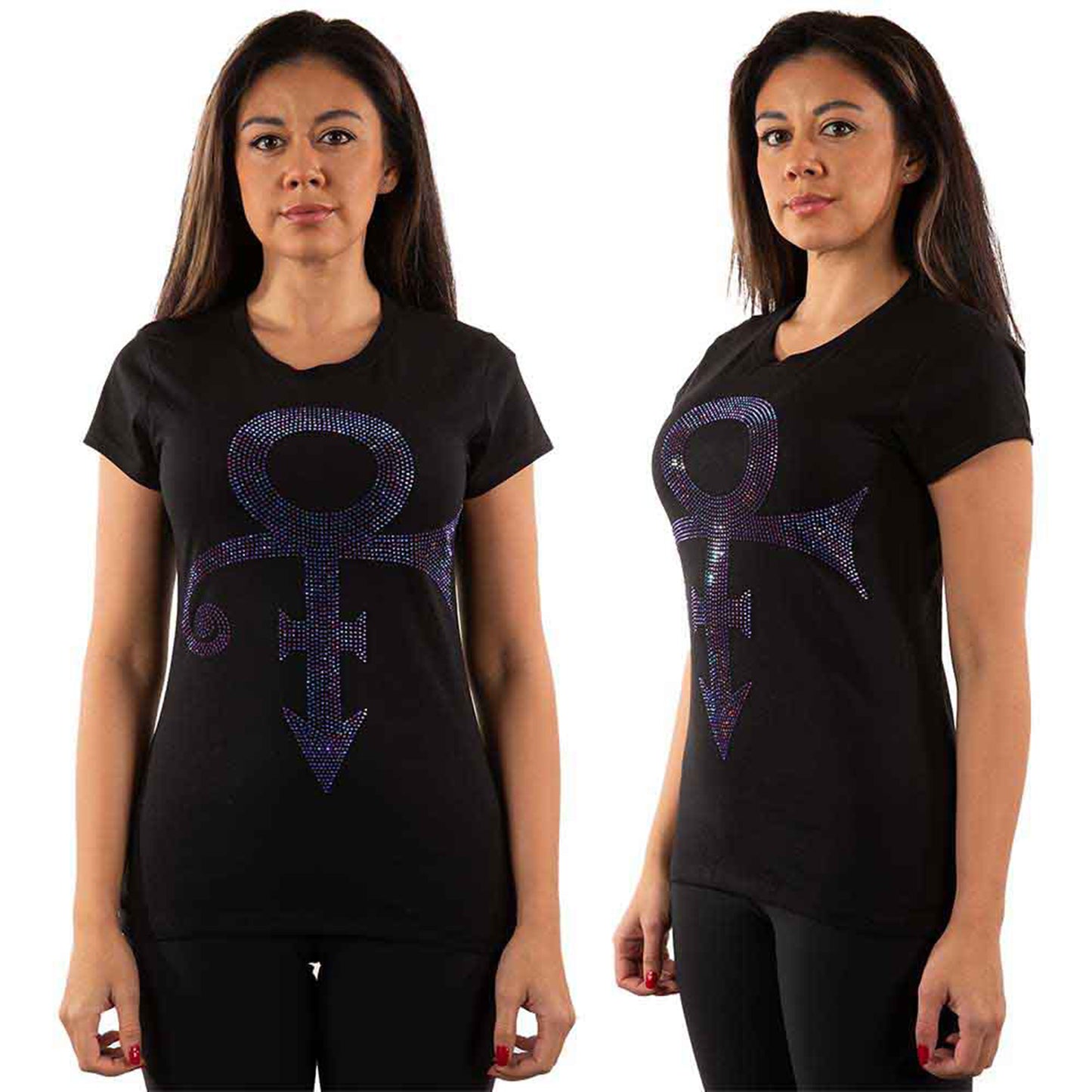 PRINCE - PURPLE SYMBOL - T-Shirt Black (Embellished)