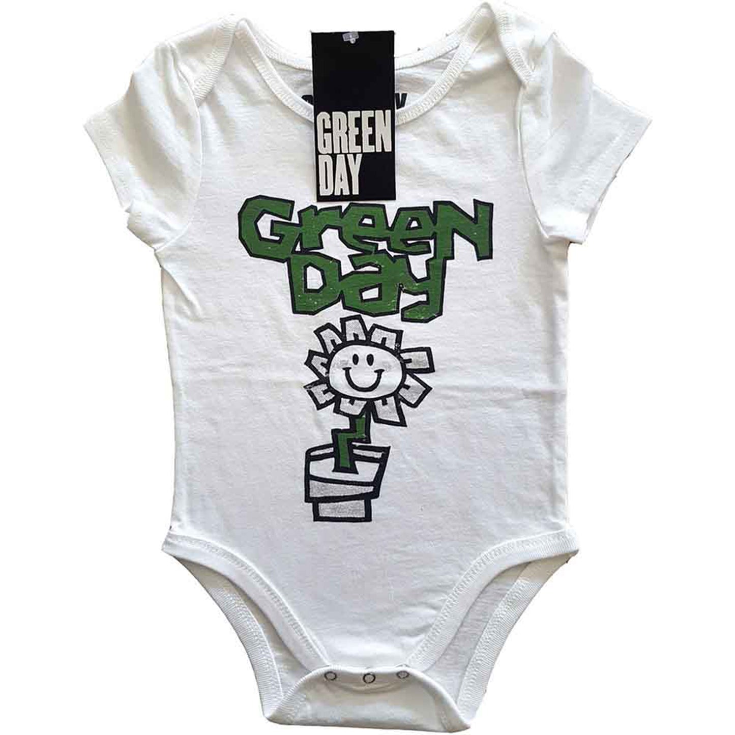 GREEN DAY - FLOWER POT - Baby Grow White