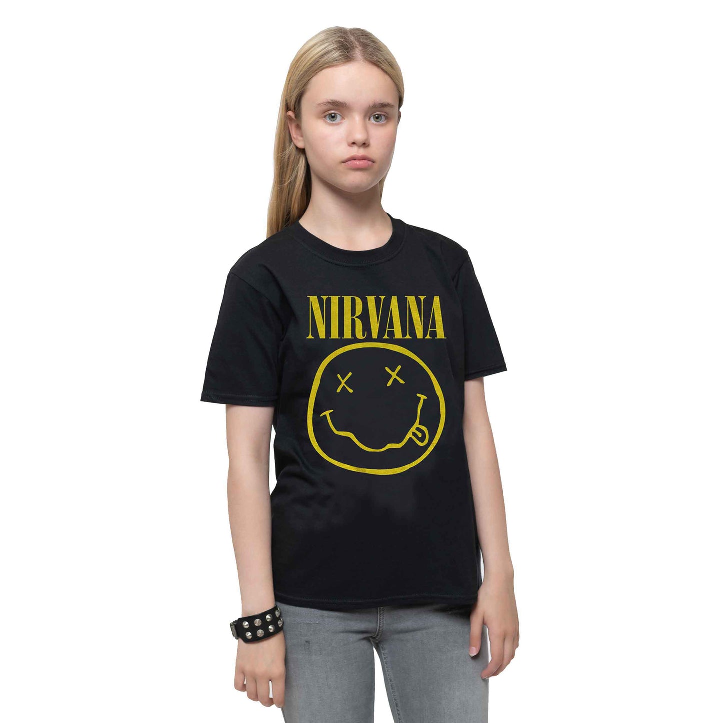 NIRVANA - YELLOW HAPPY FACE - T-Shirt Black