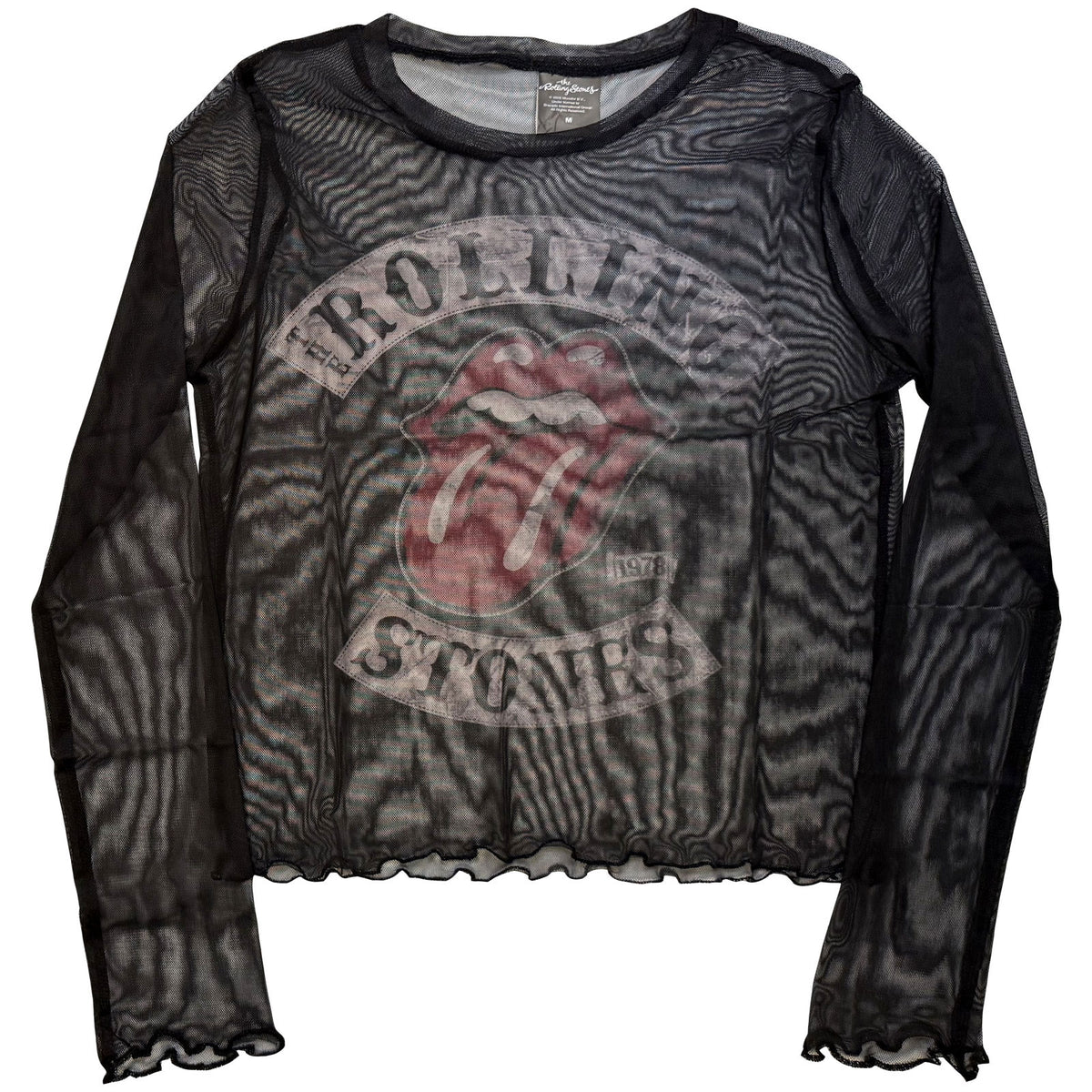 THE ROLLING STONES - TOUR 78 - Ladies Long Sleeve Crop Top Black