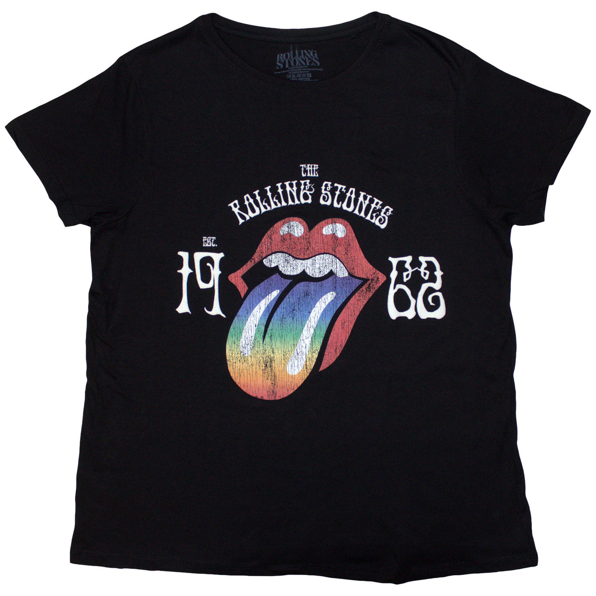 THE ROLLING STONES - SIXTY RAINBOW TONGUE '62 - Ladies T-Shirt Black