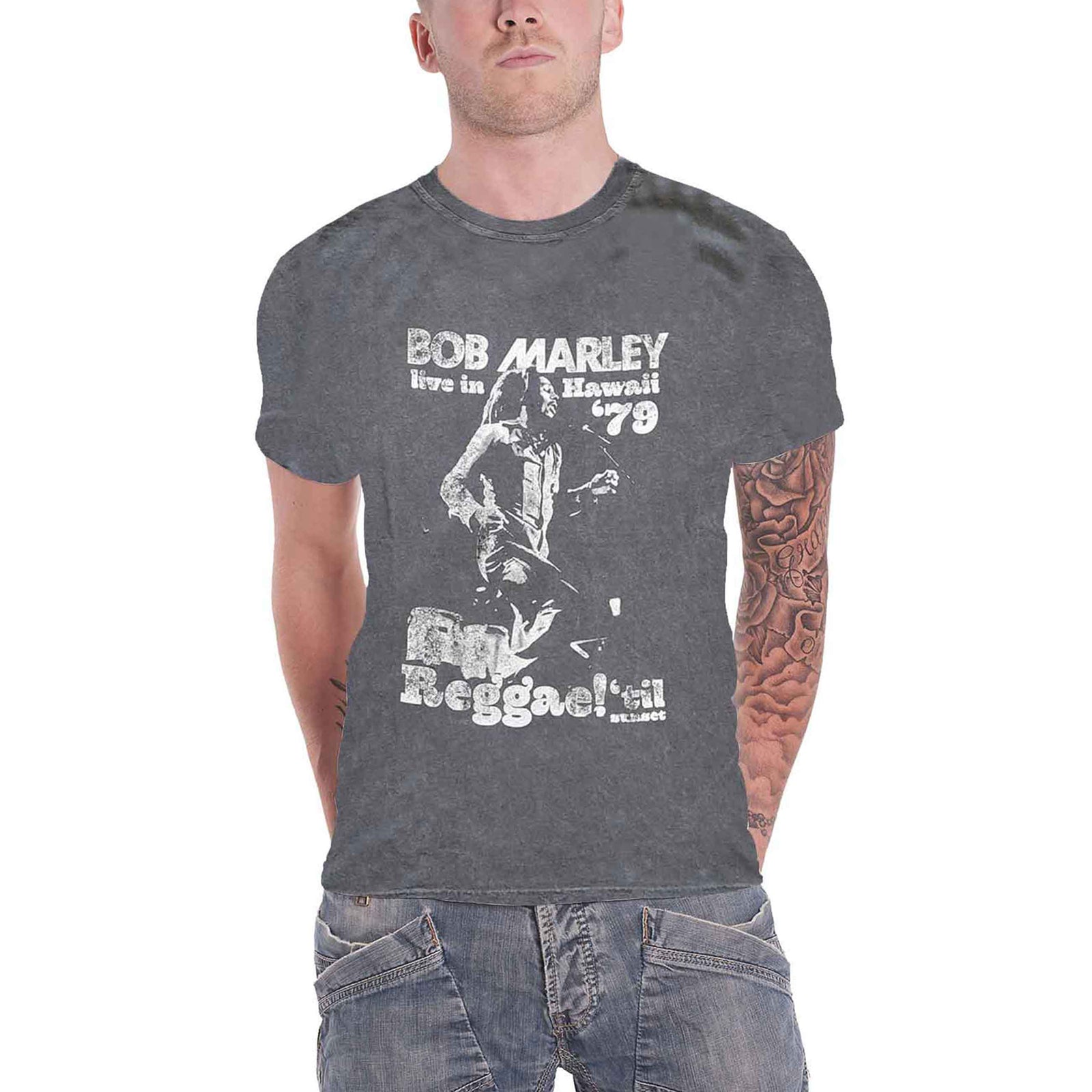 BOB MARLEY - HAWAII - T-Shirt Grey (Wash Collection)