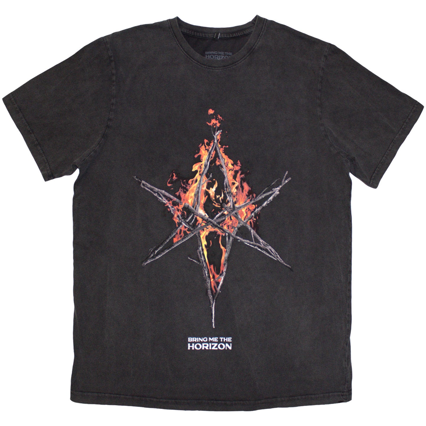 BRING ME THE HORIZON - FLAME HEX & TEXT LOGO - T-Shirt Grey (Wash Collection)