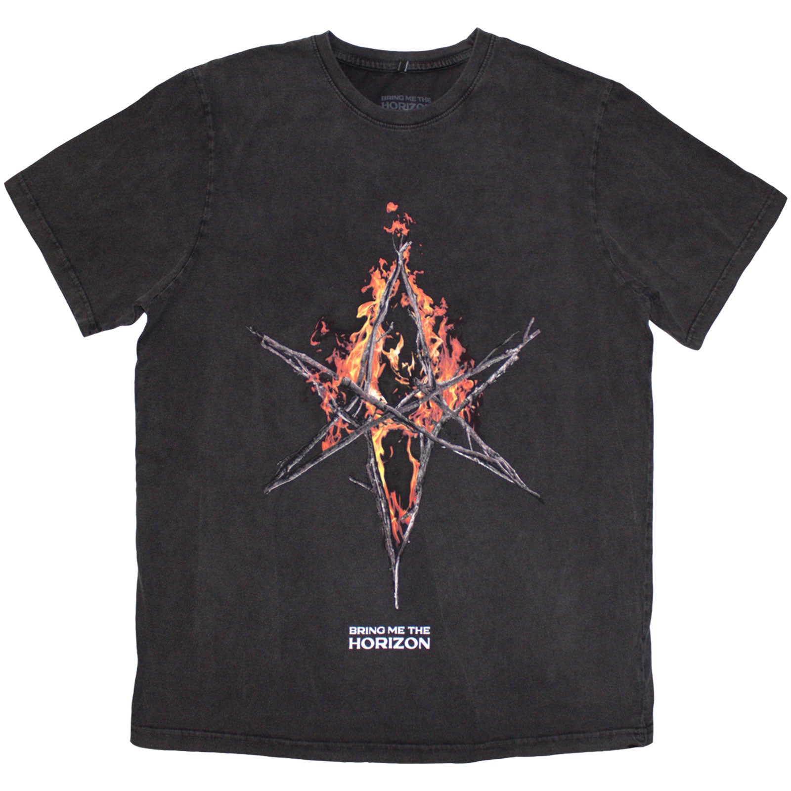 BRING ME THE HORIZON - FLAME HEX & TEXT LOGO - T-Shirt Grey (Wash Collection)