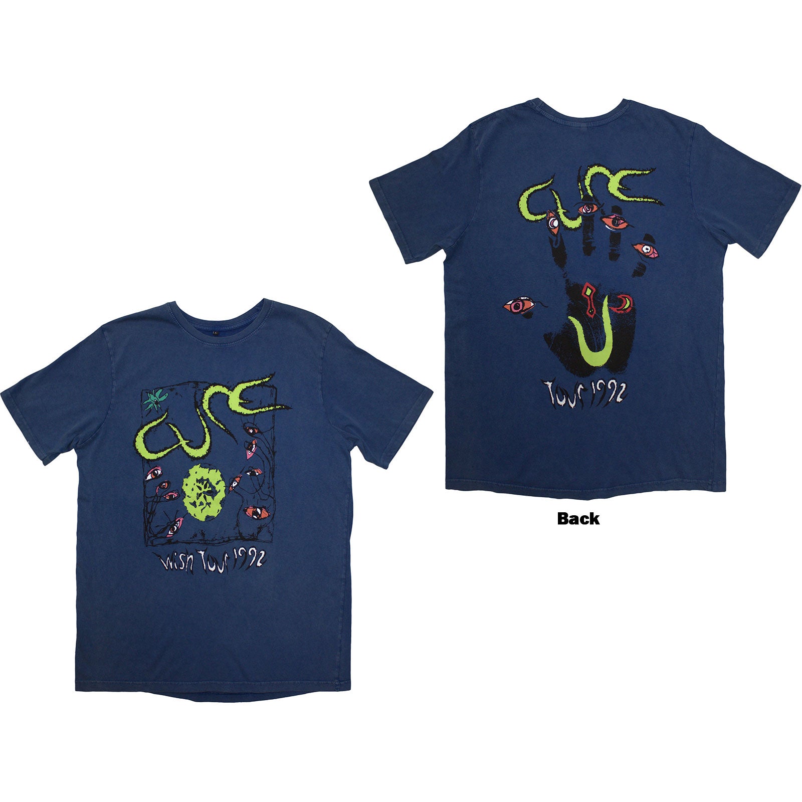 THE CURE - WISH TOUR '92 - Stone Wash T-Shirt Blue (Back Print)