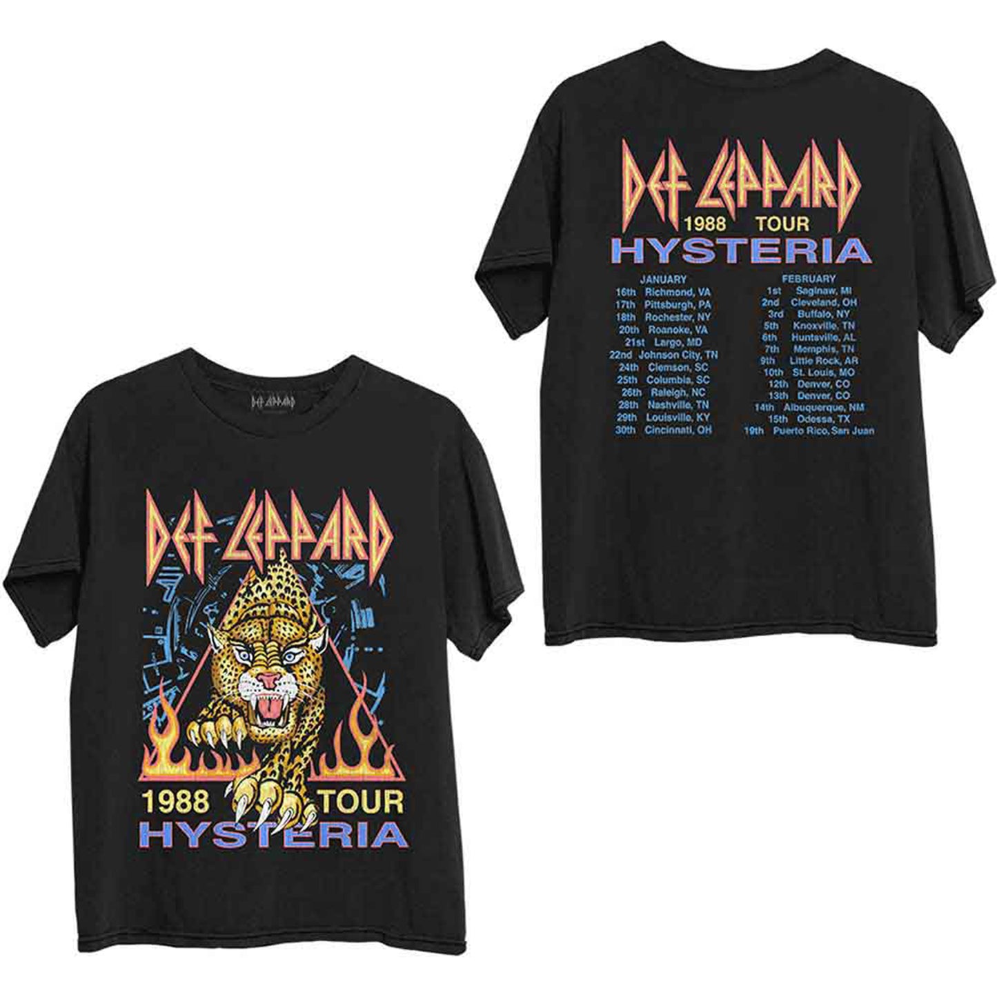 DEF LEPPARD - HYSTERIA '88 - T-Shirt Black (Back Print)