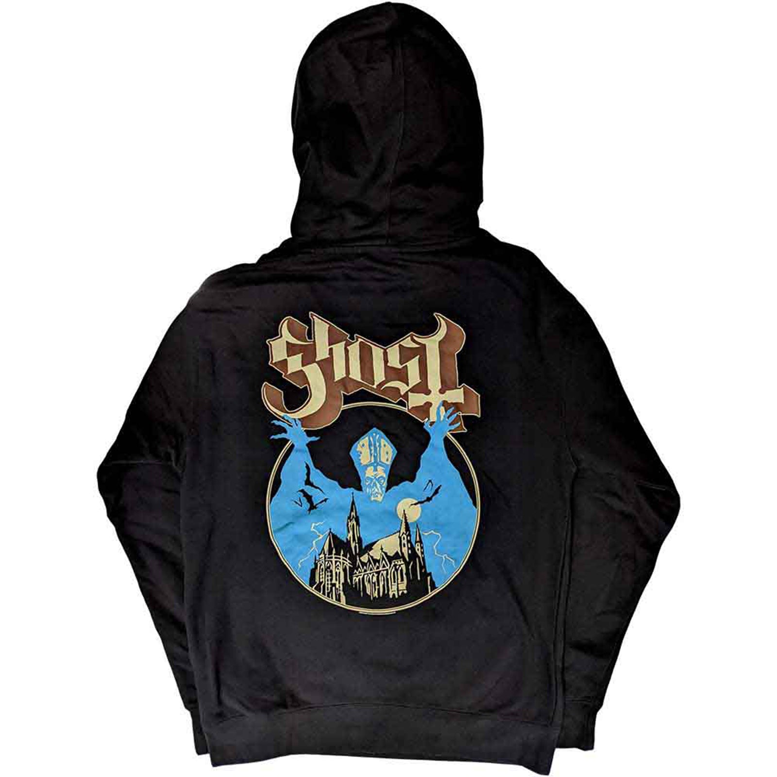 GHOST - POCKET LOGO & OPUS - Pullover Hoodie Black (Back Print)