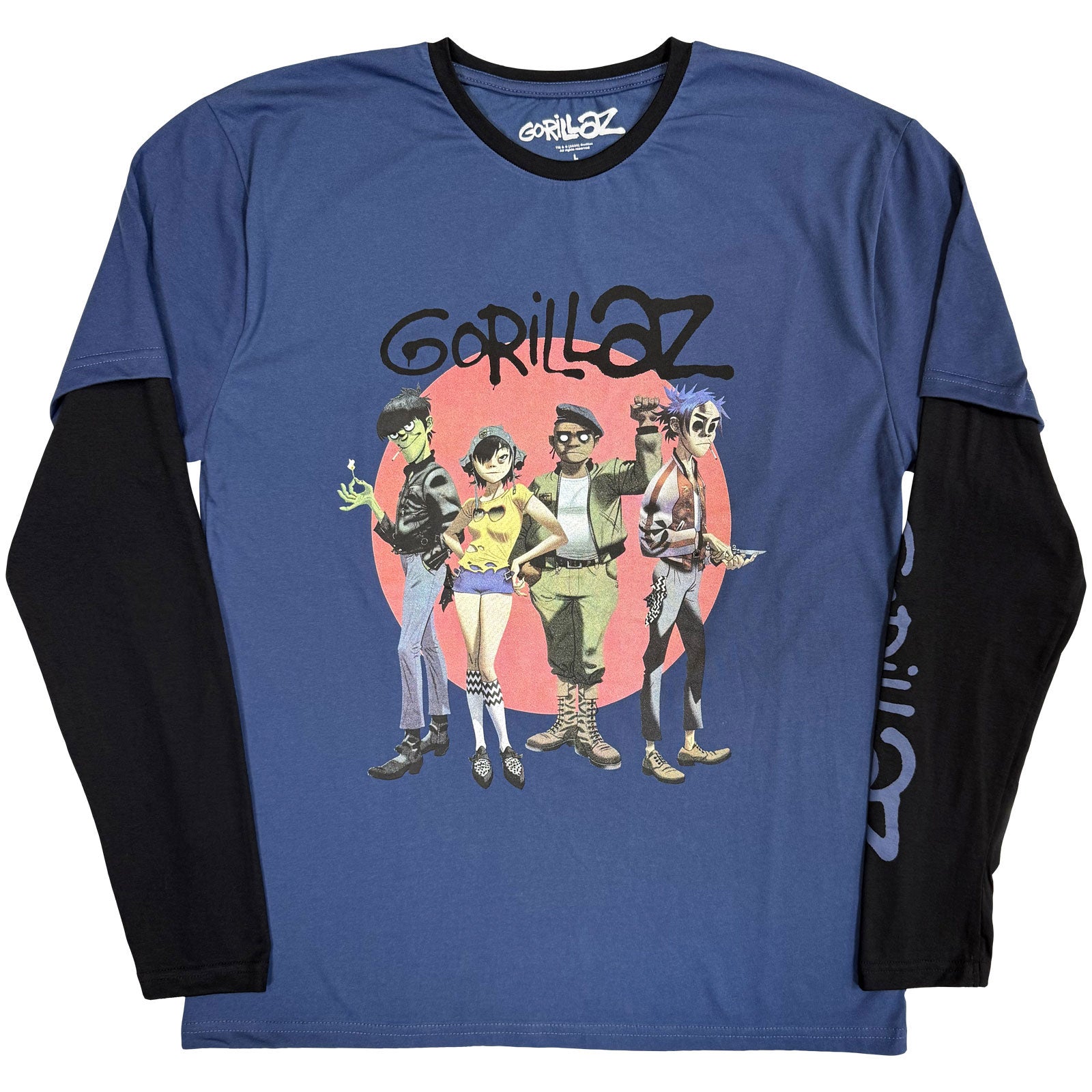 GORILLAZ - GROUP CIRCLE RISE - Layered Long Sleeve T-Shirt Black,Blue (Sleeve Print)