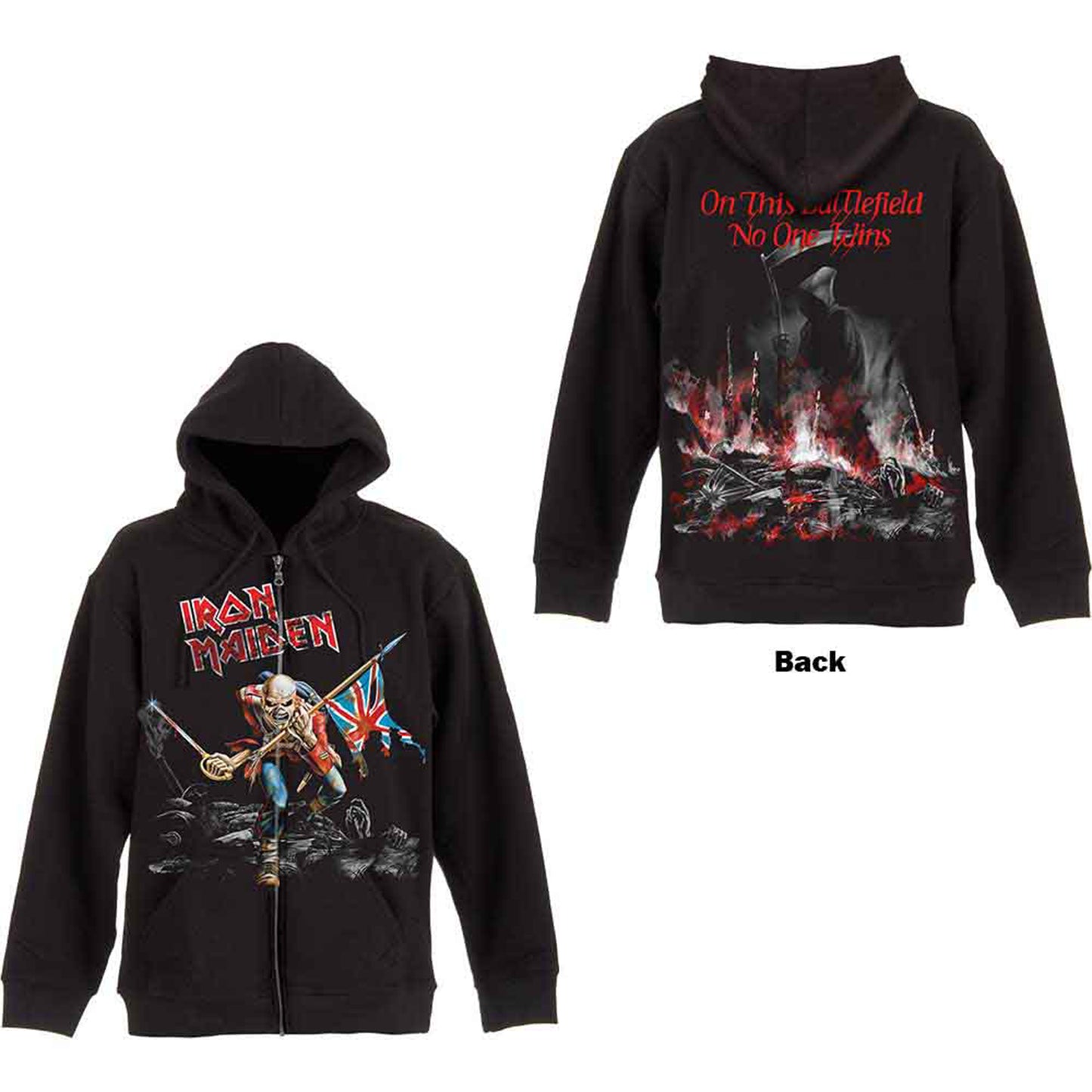 IRON MAIDEN - SCUFFED TROOPER - Zipped Hoodie Black (Back Print)