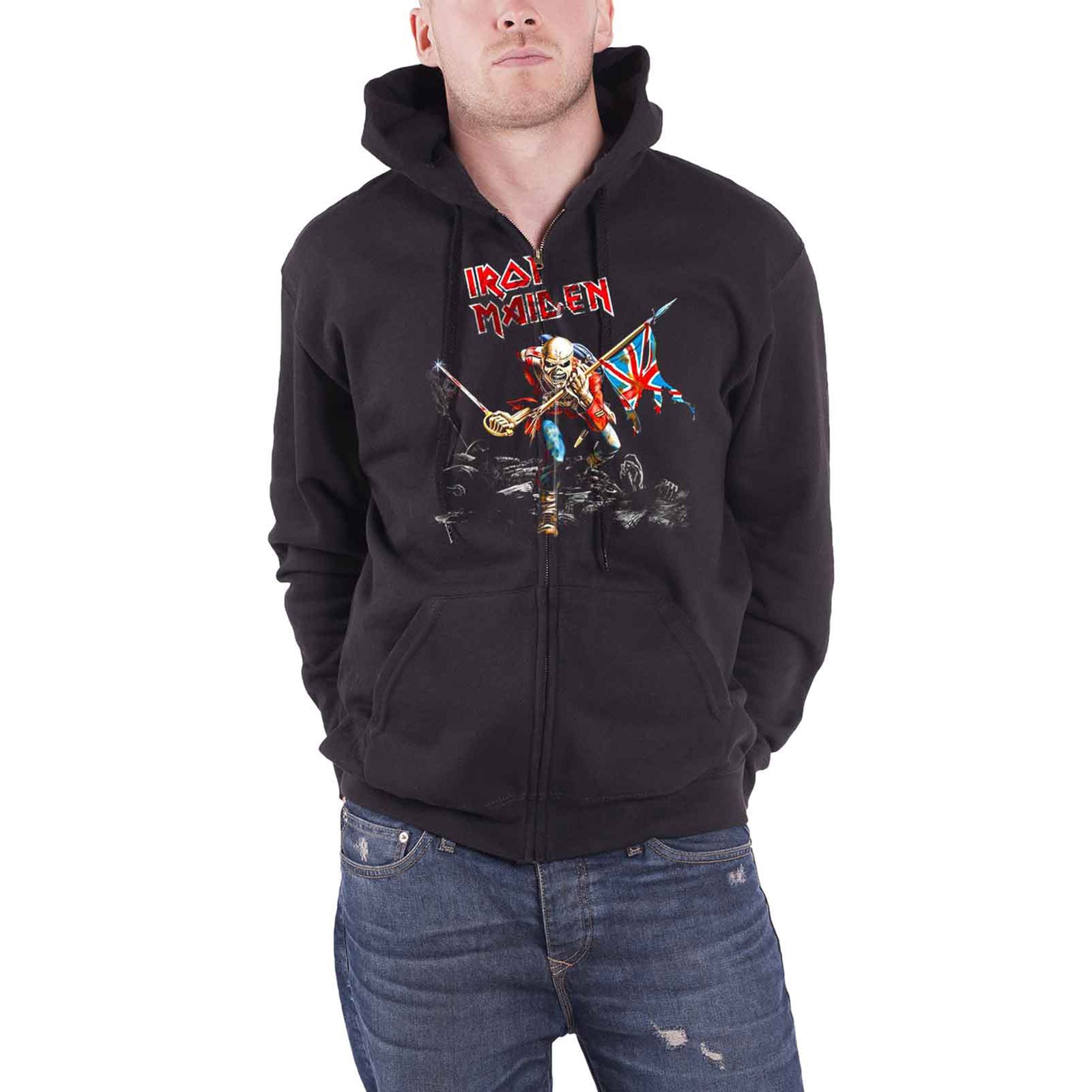 IRON MAIDEN - SCUFFED TROOPER - Zipped Hoodie Black (Back Print)