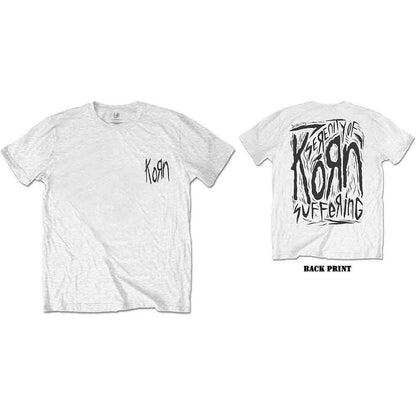 KORN - SCRATCHED TYPE - T-Shirt White (Back Print)
