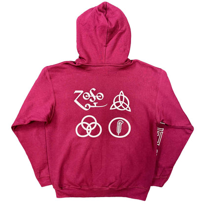 LED ZEPPELIN - SYMBOLS - Zipped Hoodie Red (Back Print)
