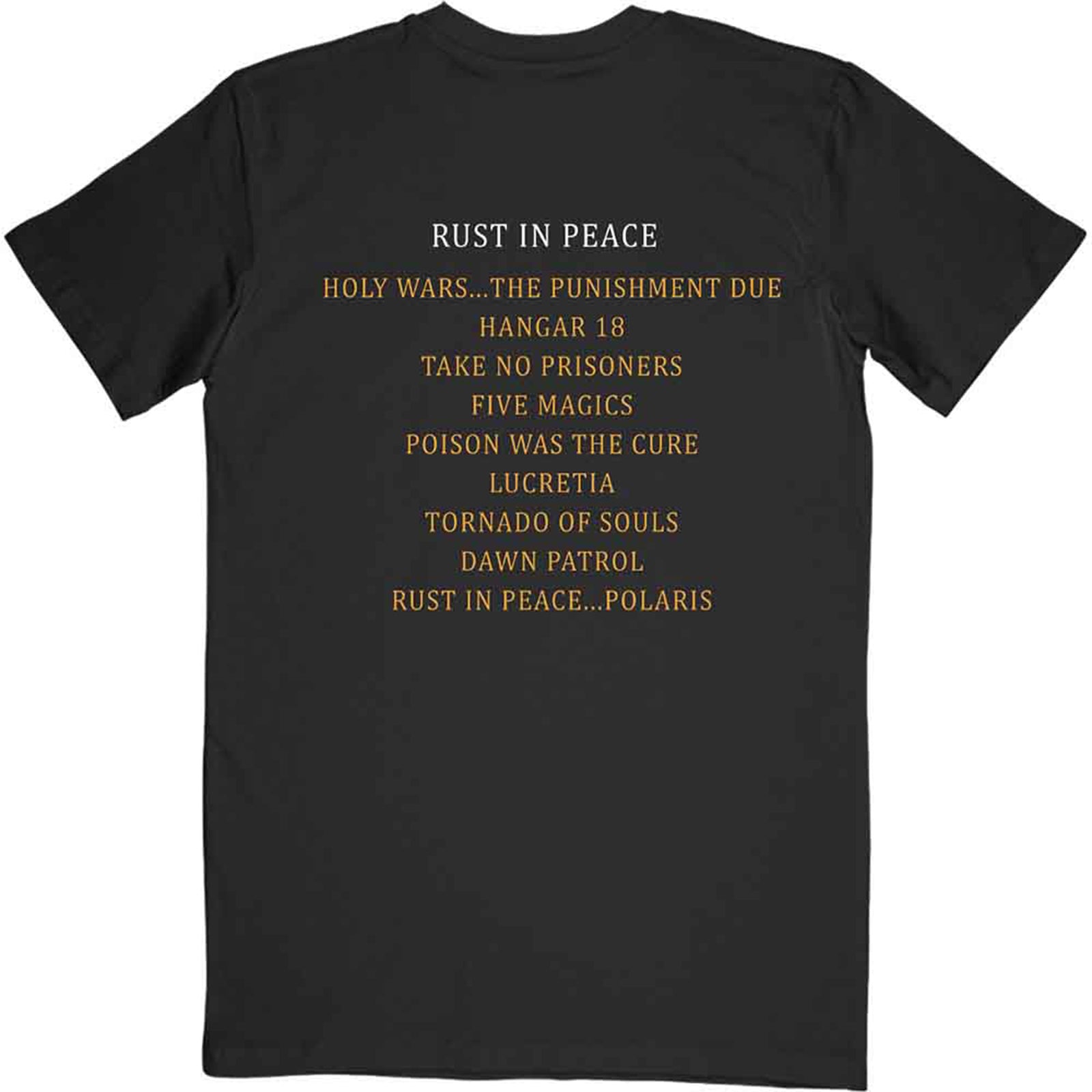 MEGADETH - RUST IN PEACE TRACK LIST - T-Shirt Black (Back Print)