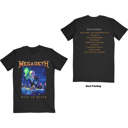 MEGADETH - RUST IN PEACE TRACK LIST - T-Shirt Black (Back Print)