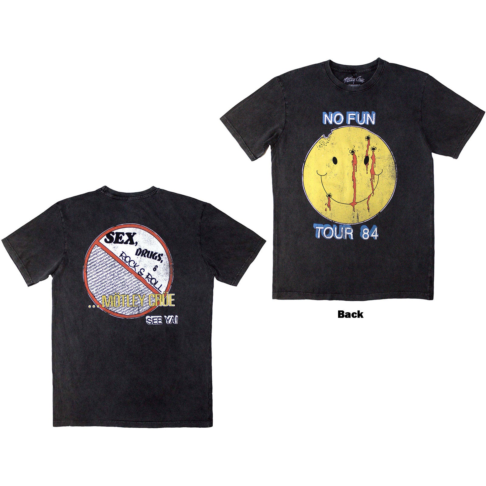 Mötley Crüe（モトリー・クルー） プリント Tシャツ グレー ロックT MOTLEY CRUE - NO FUN TOUR '84 - Stone Wash T-Shirt Grey (Back Print)