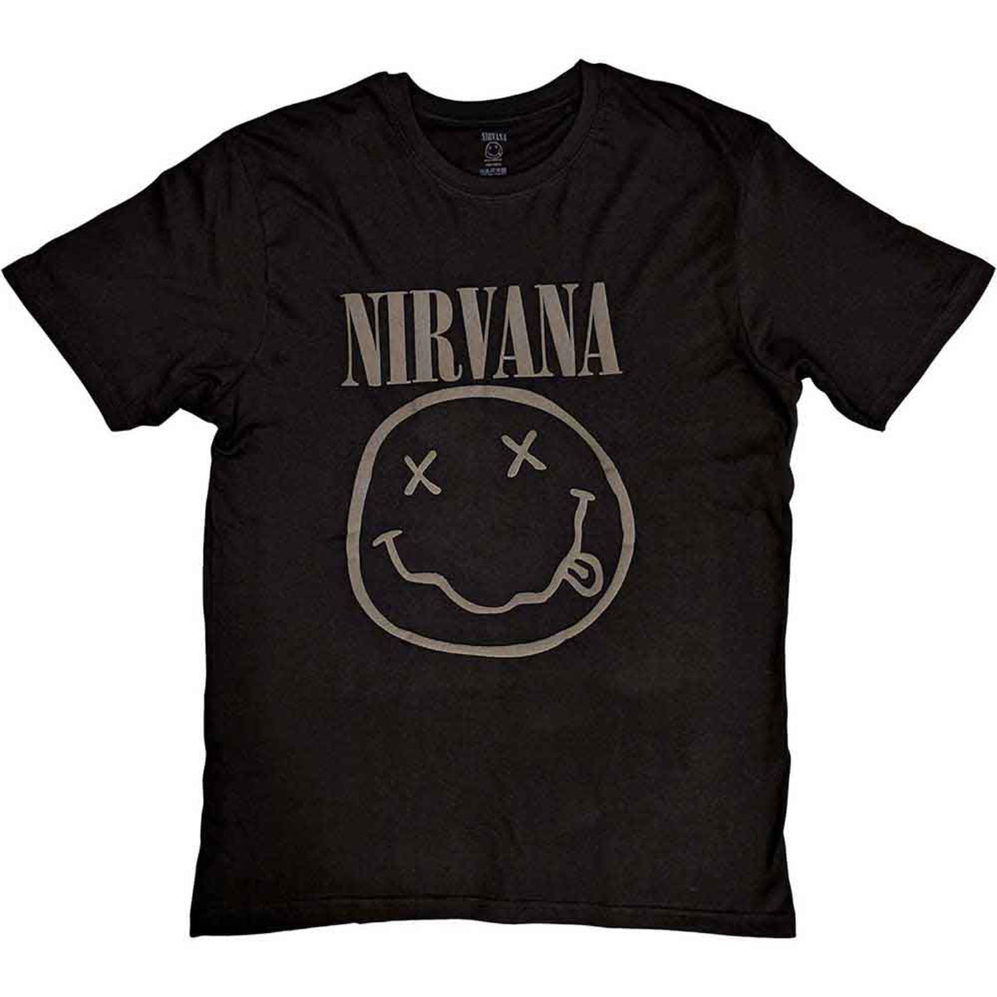 NIRVANA - BLACK HAPPY FACE - T-Shirt Black (Hi-Build)