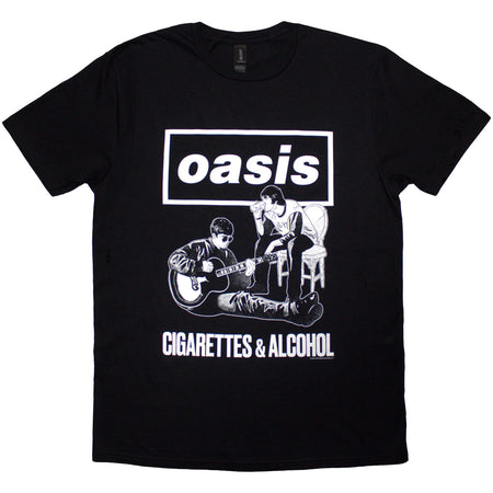 OASIS - CIGARETTES & ALCOHOL ILLUSTRATION MONO - T-Shirt Black