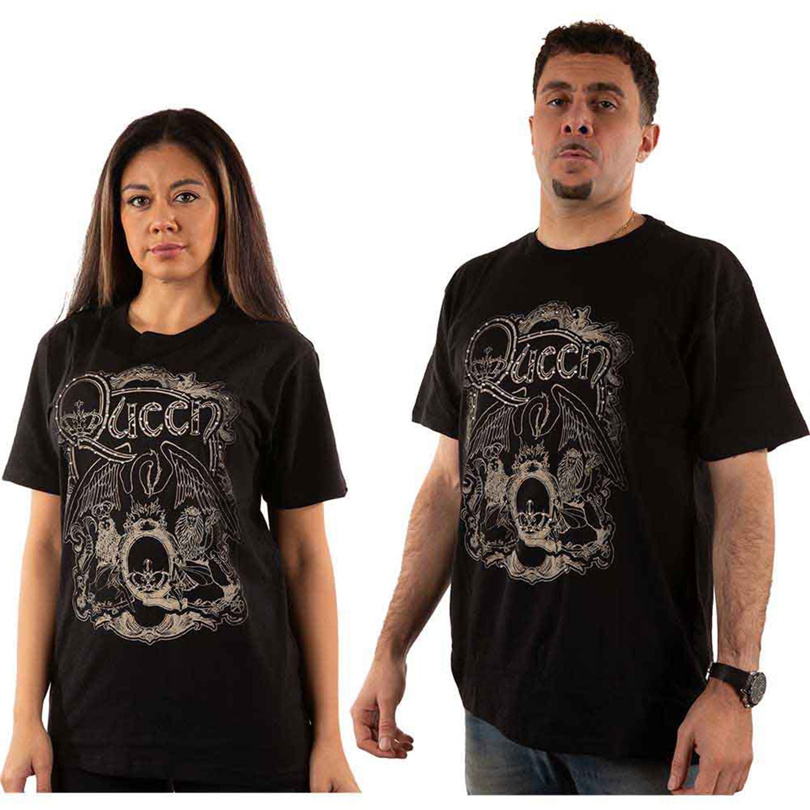 QUEEN - ORNATE CREST - T-Shirt Black (Embellished)