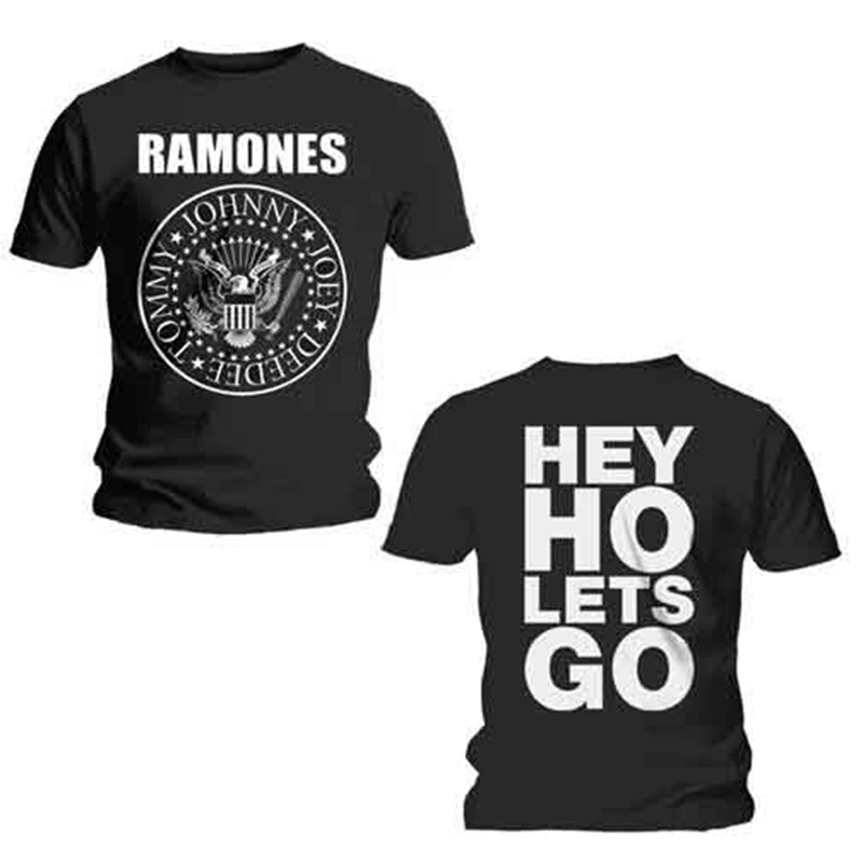 RAMONES - HEY HO (FRONT & BACK) - T-Shirt Black (Back Print)