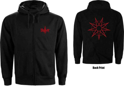 SLIPKNOT - 9 POINT STAR - Zipped Hoodie Black (Back Print)
