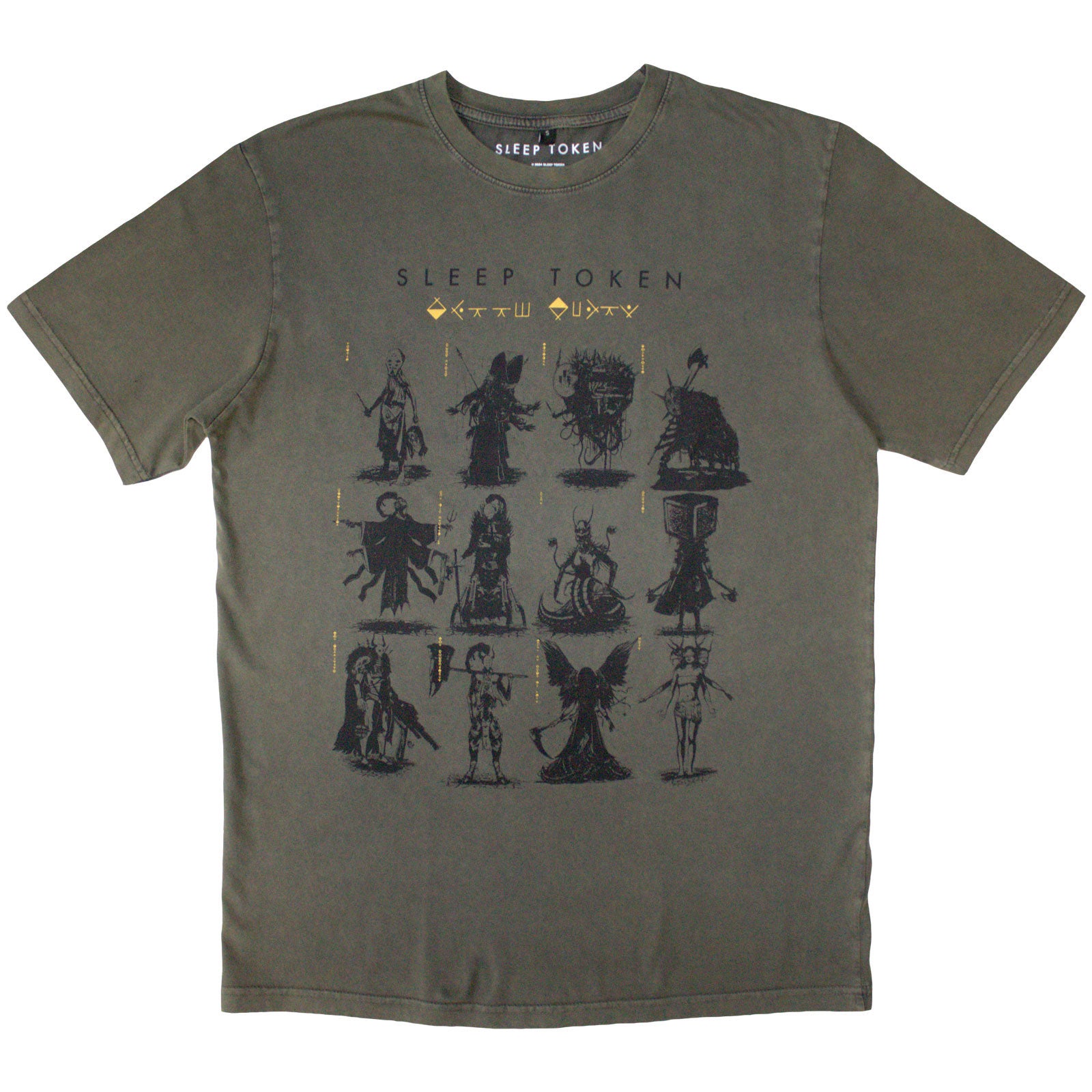 SLEEP TOKEN - GRID - Stone Wash T-Shirt Green