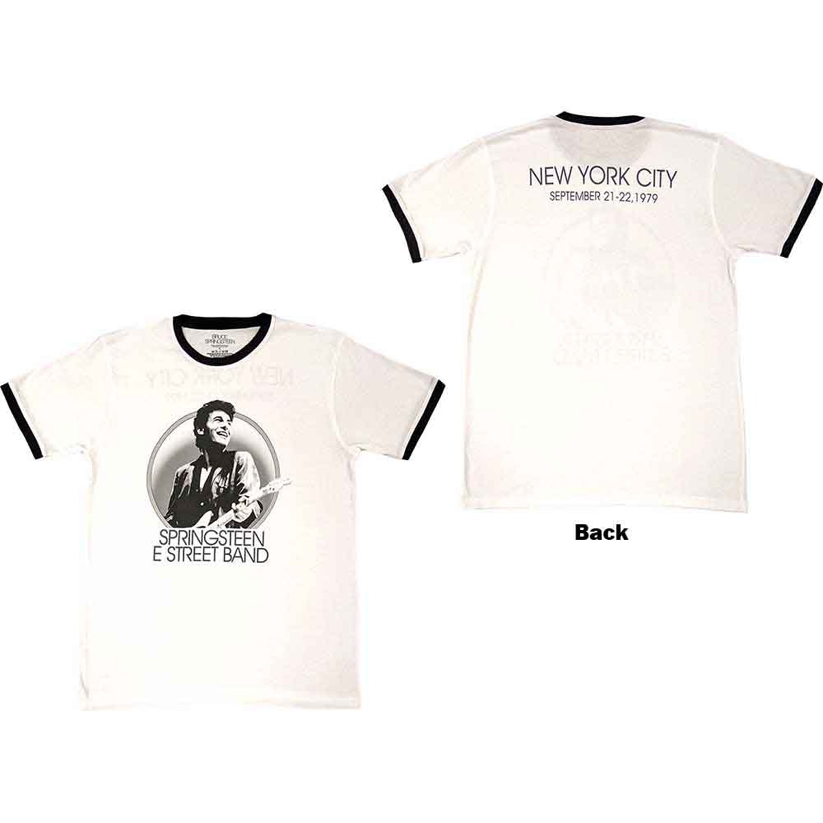BRUCE SPRINGSTEEN - NYC - Ringer T-Shirt White (Back Print)