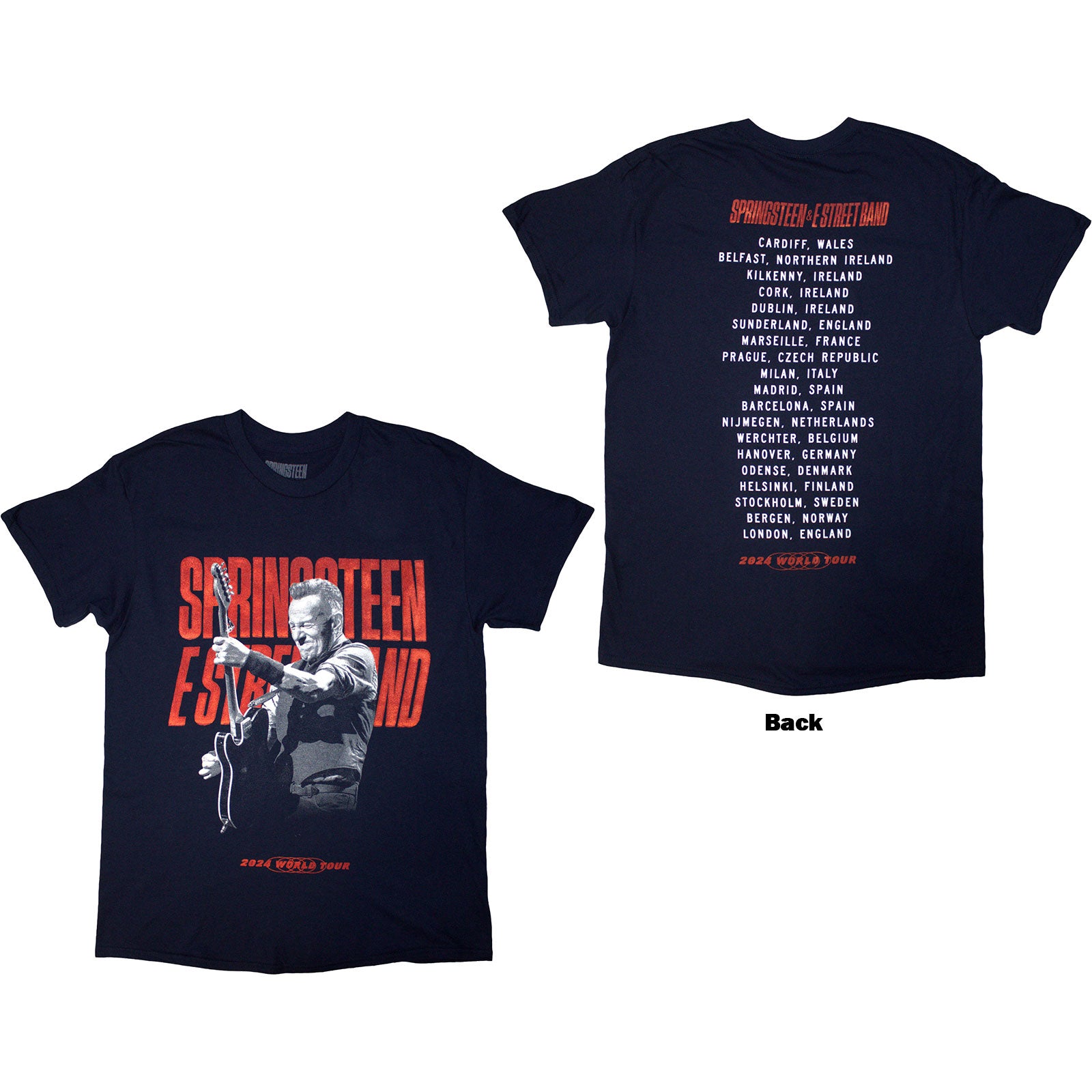 BRUCE SPRINGSTEEN - TOUR '24 GUITAR PHOTO - T-Shirt Blue (Back Print & Ex-Tour)